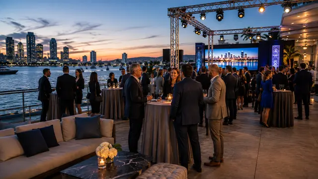 Corporate event ideas in San Diego featuring a waterfront corporate networking event
