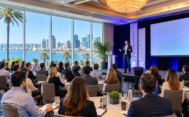 Corporate event ideas in San Diego featuring a sales kickoff presentation