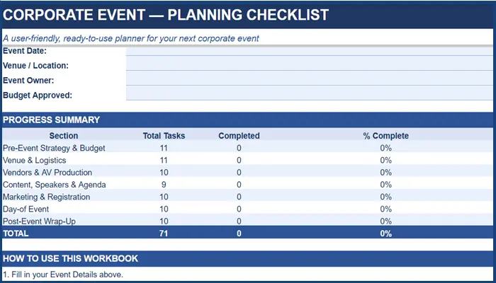 Corporate virtual event checklist for planning and production